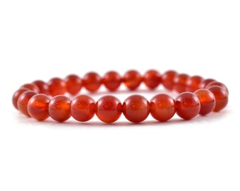 Natural Carnelian Gemstone Bracelet, Stretchy Jewelry