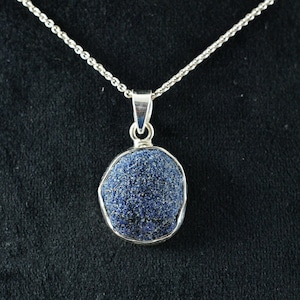 Azurite Berry Necklace, Raw Azurite jewelry, Sterling Silver Pendant, Azurite crystal Pendant, Blue Azurite, Natural Crystal, Jewelry gift