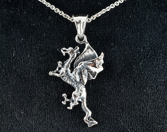 Sterling Silver Dragon Pendant, Celtic Amulet