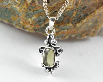 Echte Moldaviet sterlingzilveren hanger ketting - Tsjechische edelsteen