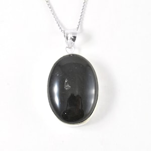 Polished Agnimanitite Cabochon Pendant, Sterling Silver Necklace with Oval cut Agni Manitite, Tektite, Metaphysical