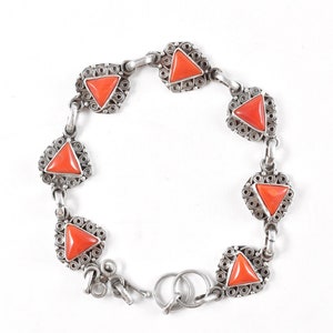 Natural Red Coral Bracelet, Tribal Bracelet, Sterling Silver Bracelet, Boho Bracelet, Sterling Bracelet, 925 Sterling Silver, Christmas Gift