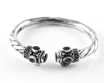 Moldavite Cuff Bracelet, Faceted Moldavite Bracelet Sterling Silver, Handmade Moldavite Bracelet, 925 Sterling Silver Jewelry