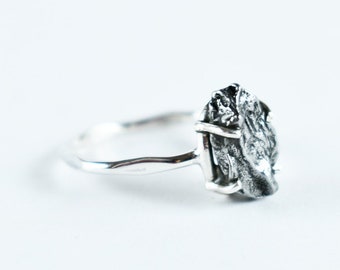 Campo Del Cielo Meteorite Ring: Sterling Silver, Extraterrestrial Jewelry