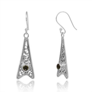Moldavite Earrings, 4mm Faceted Moldavite Sterling Silver Earrings