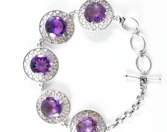 Handgemachtes Sterling Silber Amethyst Armband, Handwerker Design