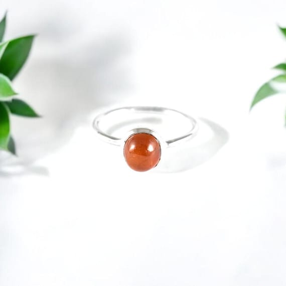 天然オレンジトルマリンスターリングシルバーリング、サイズ7 - Etsy 日本