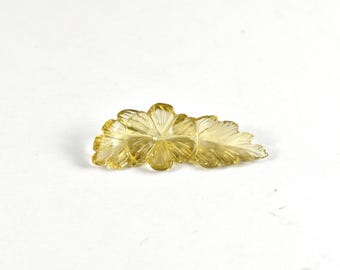 Lemon Quartz Leaf Flower Carving, Gemstone Meditation Gift