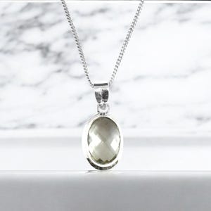 Natural Green Amethyst Pendant, 925 Sterling Silver, February Birthstone Pendant, Green Amethyst Jewelry, Birthday Gift Necklace for her