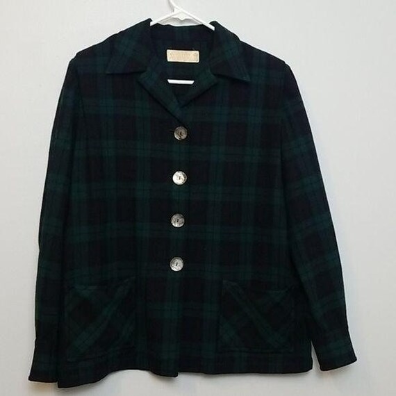 Vintage Pendleton Plaid Wool Blazer Jacket Size 16