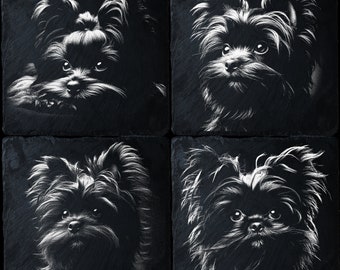 4 Affenpinscher-packs | Bundel laserbestanden | Laserbranden, png-bestand | Leisteengravure | Etsen onderzetter | Brandwonden | Glowforge | Xtool | CNC: