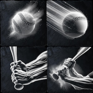 Baseball Laser Engraving PNG Files Set of 4 | CNC DIY Sports Designs for Glowforge, Xtool, CO2 Laser | Baseball Art for Fans & Crafts