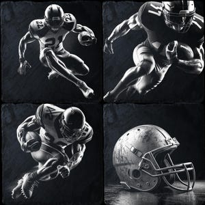 American Football Laser Engraving PNG Files Set of 4 | CNC DIY Sports Art for Glowforge, Xtool, CO2 Laser | Football Decor for Fans & Crafts