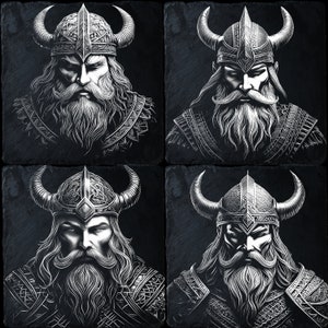4 Bundle Viking PNG for CNC Laser Engrave, Laser Burn, Glowforge File, Lightburn File, Slate Engraving, Digital Design PNG, Illusion Laser