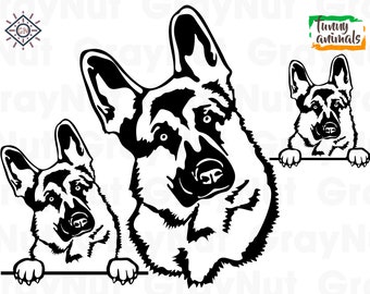 German Shepherd Svg, Dog Svg Files For Cricut, Animal Dxf Cut File, Shepherd Vector, Eps, Png, Ipg, Breed, Puppy, Pet Mammal Canine