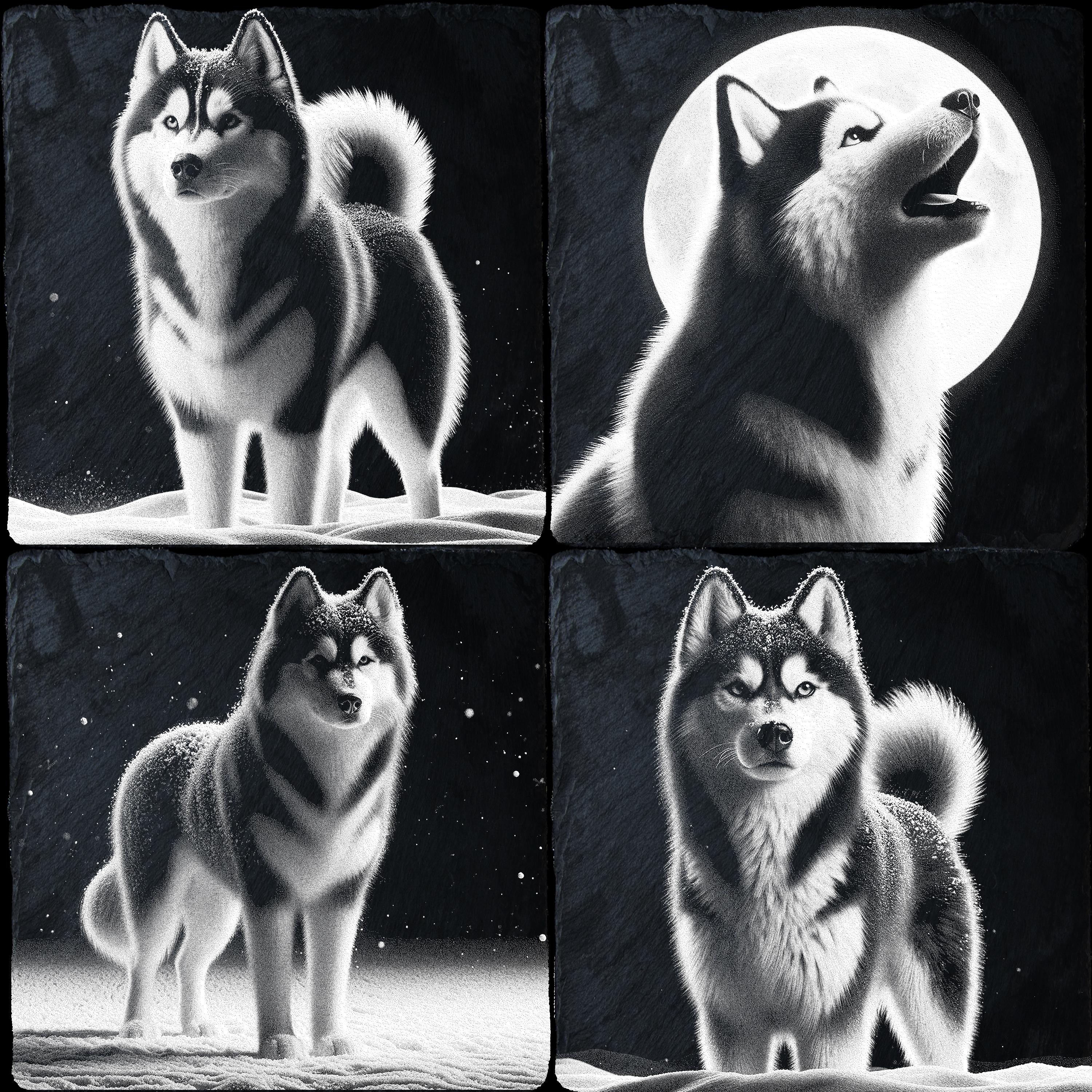 Siberian Husky PNG Set for Laser Engraving - 4 Files for CNC, CO2