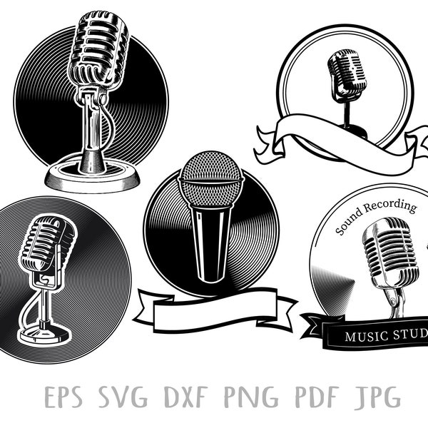 Microphone Speech Audio Speak Sing Old Record Music Concert Sound Voice Radio Art Design Logo Svg Png Vector Clipart Cut Cutting File