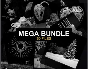 Mega Bundle, 5 Holiday Seasonal Themes, 5-in-1 Pack, PNG Laser Engraving, LightBurn xTool Glowforge