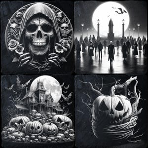 4 pakiety Halloween PNG do grawerowania laserowego CNC, wypalania laserowego, pliku Glowforge, pliku Lightburn, grawerowania łupkowego, cyfrowego projektu PNG, iluzji