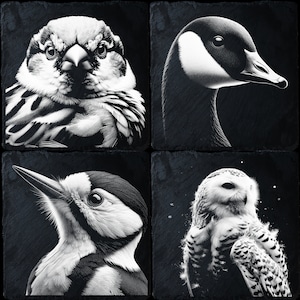 4 Slate Bundle Bird, Laser Ready PNG Files for Engraving, Slate Board Coaster Tray Art, CNC, CO2, Lightburn, Glowforge, Xtool