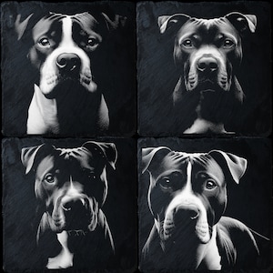 4 Pitbull Pack | Laser Files Bundle | Laser Burn PNG | Slate Engraving | Coaster Etching | American | Lightburn | Glowforge | Xtool | CNC
