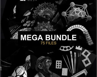 Mega Bundle, Set of 75 Files, Laser Engraving PNG, LightBurn xTool Glowforge, Miscellaneous