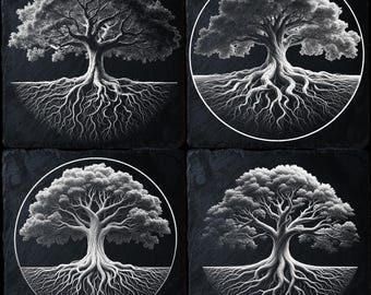 Tree of Life CNC Diy Laser Engraving PNG Files Set of 4 | Glowforge Xtool CO2 Compatible | Nature Art Wall Decor for Diy Projects