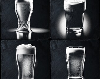 4 bierpakketten | Bundel laserbestanden | Laserbranden, png-bestand | Leisteengravure | Etsen onderzetter | Brandwonden | Glowforge | Xtool | CNC: