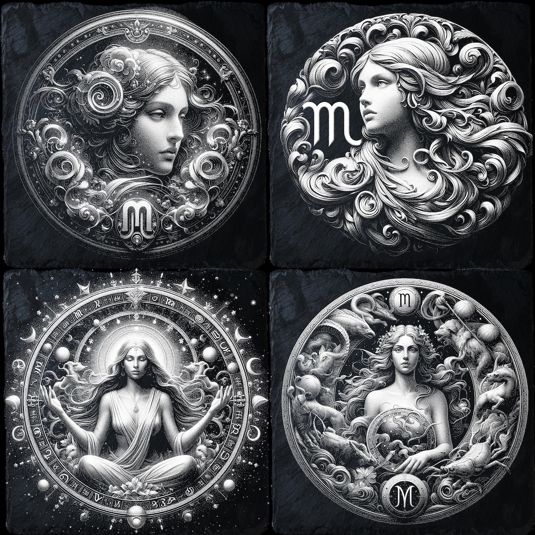 Virgo Zodiac Art PNG Files: Laser Engraving Designs (digital