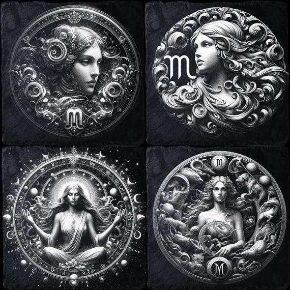 Virgo Zodiac Art PNG Files: Laser Engraving Designs (digital
