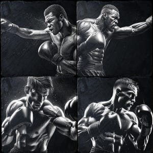 Juego de 4 archivos PNG de boxeo para grabado láser / Luchador, puñetazo, decoración de gimnasio / Archivo de corte de grabado y grabado con CO2 Lightburn de CNC xTool