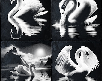4 Bundle Swan PNG for CNC Laser Engrave, Laser Burn, Glowforge File, Lightburn File, Slate Engraving, Digital Design PNG, Illusion Laser