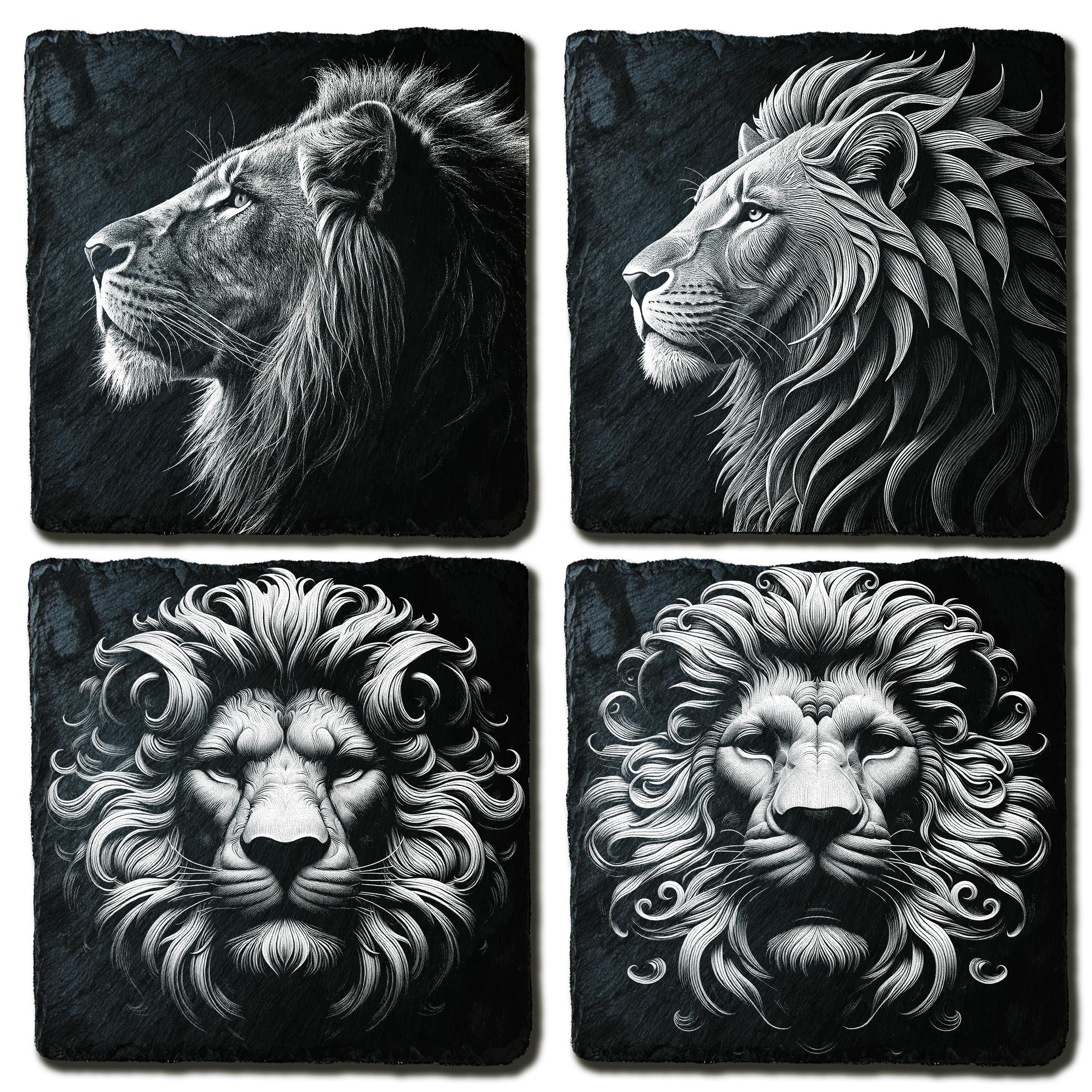 Set of 4 Majestic Lion Head 3D PNG Files for Laser Engraving - Etsy