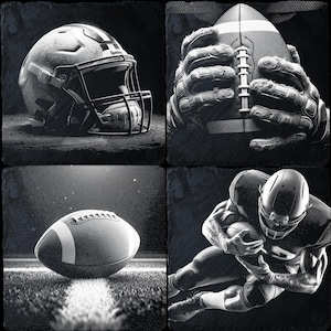 American Football Laser Engraving PNG Files Set of 4 | CNC DIY Sports Art for Glowforge, Xtool, CO2 Laser | Football Decor for Fans & Crafts