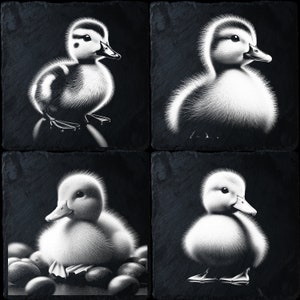 4 Slate Bundle Duckling , Laser Ready PNG Files for Engraving, Slate Board Coaster Tray Art, CNC, CO2, Lightburn, Glowforge, Xtool