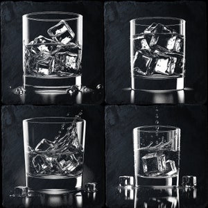 4 zestawy whisky PNG do grawerowania laserowego CNC, wypalania laserowego, pliku Glowforge, pliku Lightburn, grawerowania łupkowego, projektowania cyfrowego PNG, iluzji laserowej