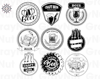 Beer Pub Label Retro Brewery Vintage Emblem Logo Bar Craft Mug Drink Alcohol Art Design Logo Svg Png Vector Clipart Cut Cutting File