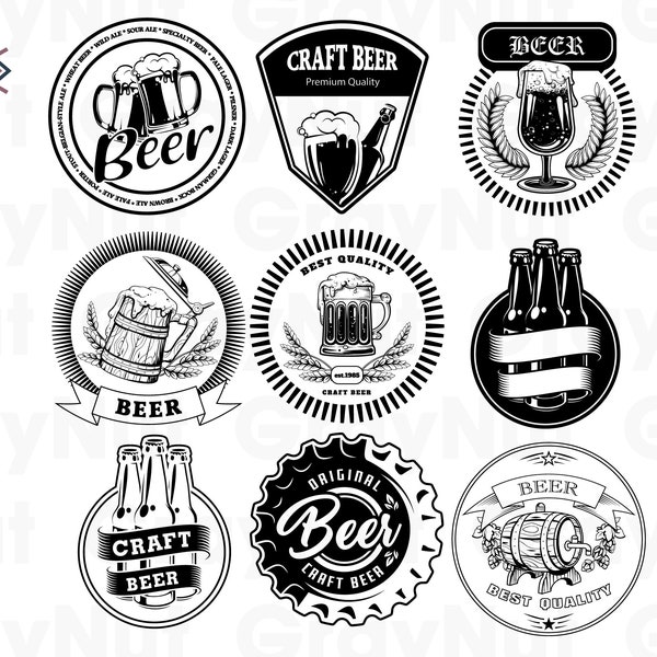 Beer Pub Label Retro Brewery vintage Emblem Logo Bar Craft Mug Drink Alcohol Art Design Logo Svg Png Vector Clipart Cut Cutting File