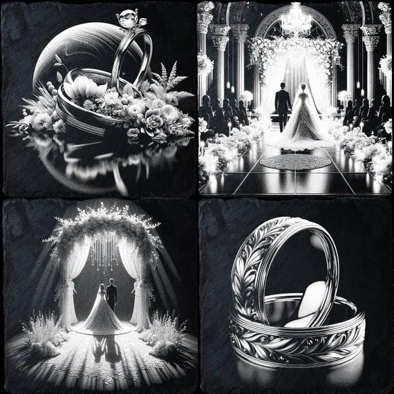 4 Bundle Wedding PNG for CNC Laser Engrave, Laser Burn, Glowforge File, Lightburn File, Slate Engraving, Digital Design PNG, Illusion Laser