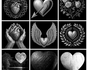 Symbol Of Love Laser Engraving Files, 9 PNG Designs, LightBurn, xTool, Glowforge, Commercial Use