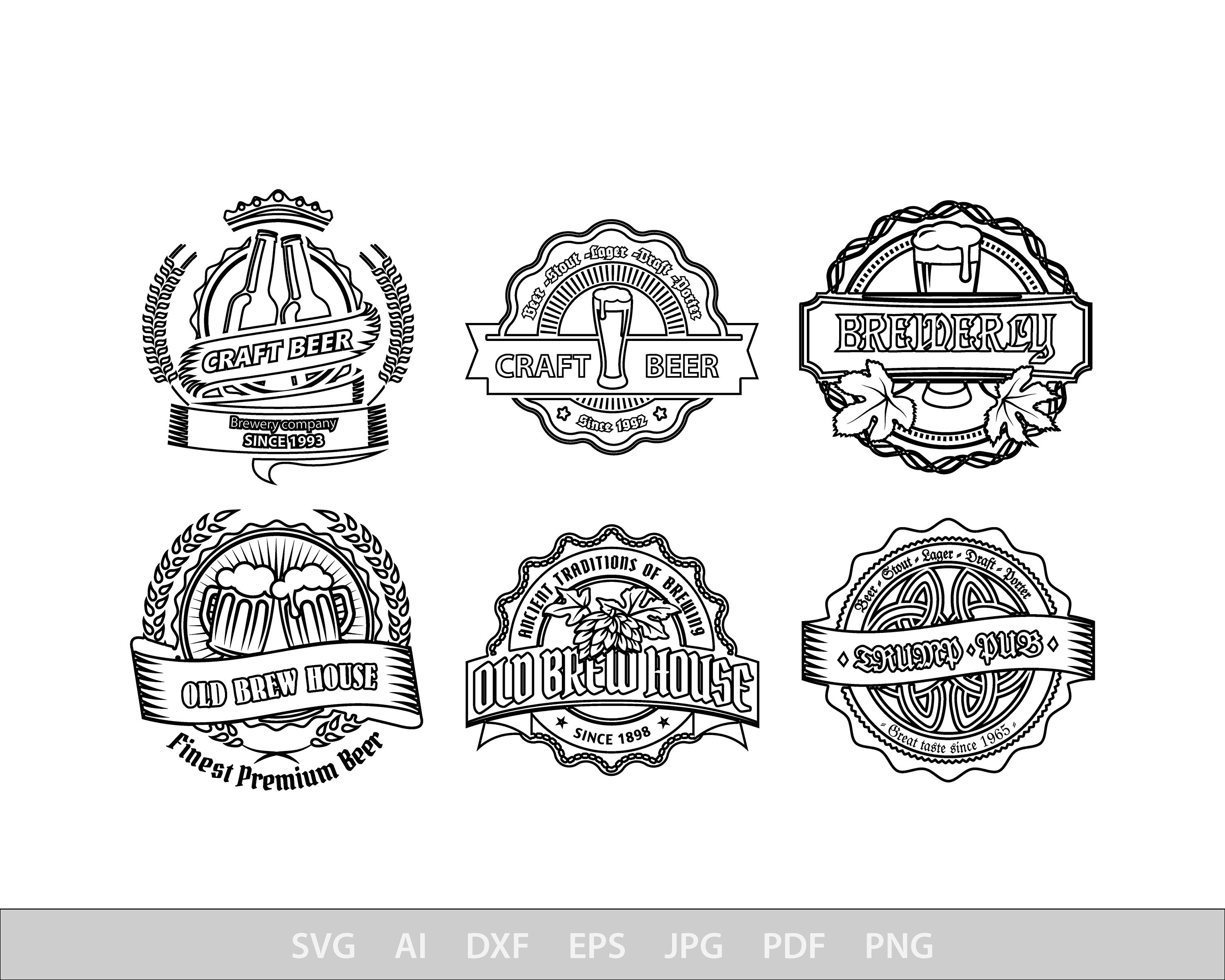 Beer Logo Svg, Label Svg Files for Cricut, Retro Dxf Cut File, Brewery