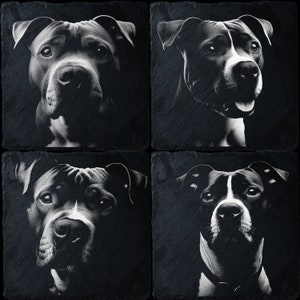4 Pitbull Pack | Laser Files Bundle | Laser Burn PNG | Slate Engraving | Coaster Etching | American | Lightburn | Glowforge | Xtool | CNC