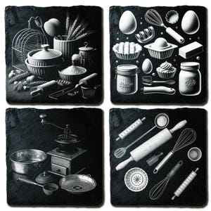 Vintage Kitchen Tools Set of 4 – Antique Cooking Utensils Design for Craft Projects – Digital PNG Files for Creative Makers