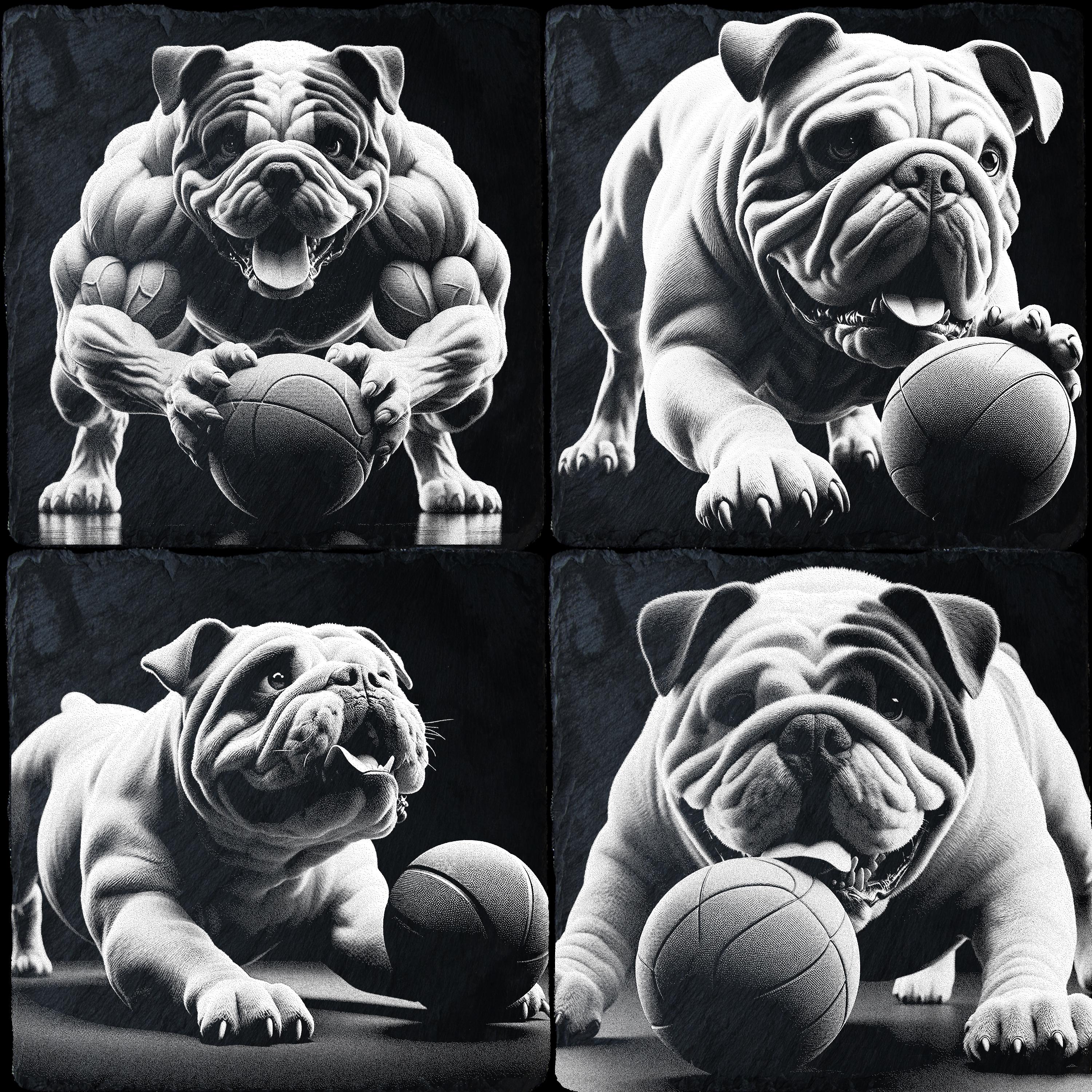 Bulldog Set of 4 PNG Files for Laser Engraving on Natural Slate - CNC ...