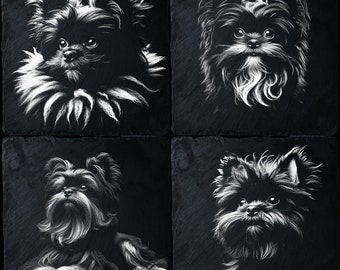 4 Affenpinscher-packs | Bundel laserbestanden | Laserbranden, png-bestand | Leisteengravure | Etsen onderzetter | Brandwonden | Glowforge | Xtool | CNC: