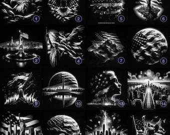 16 Independence Day Pack | Laser Files Bundle | Laser Burn PNG | Slate Engraving | Coaster Etching | American | Lightburn | Xtool | CNC