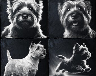 Conjunto de imágenes PNG de Cairn Terrier para grabado láser/CNC xTool Lightburn CO2, recuerdo para perros, regalo para amantes de las mascotas, arte rústico de pared con animales