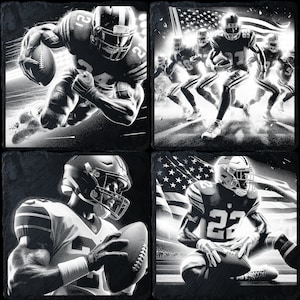 4 Slate Bundle American football, Laser Ready PNG Files for Engraving, Slate Board Coaster Tray Art, CNC, CO2, Lightburn, Glowforge, Xtool