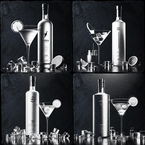 Set di 4 file PNG di Vodka per incisione laser / Martini Glass & Bottle Art / CNC xTool Lightburn Co2 Etching, Bar Decor
