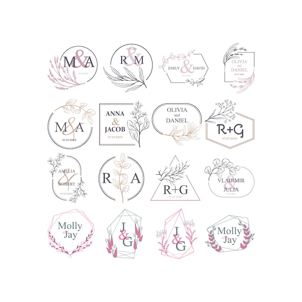 Monogram Emblem Ornament Logotype Badge Label Retro Elegant Flower Wedding Floral Art Design Logo Svg Png Vector Clipart Cut Cutting File